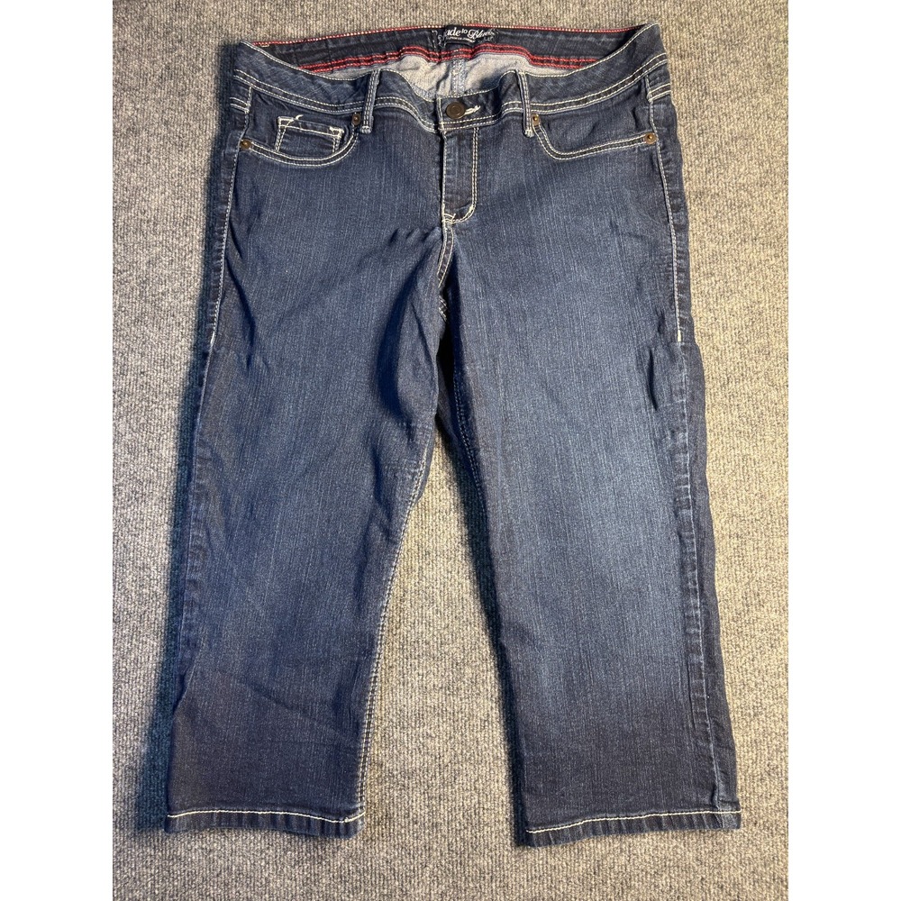 Fade To Blue Premium Jeans Women's 16W Blue Denim Crop Stretch Boho Straight Leg